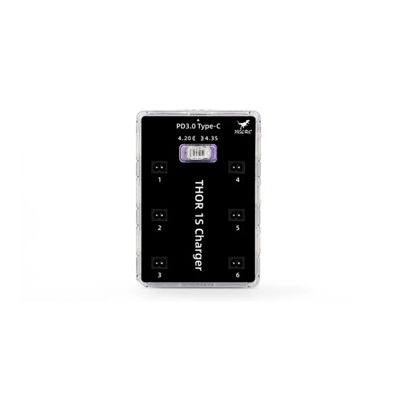 Wholesale HGLRC Thor 1S Charger V2 6 Port Max 65W for PH2.0 MX2.0 A30 BT2.0 Plug 4.2V 4.35V LIHV 1S LiPo Battery
